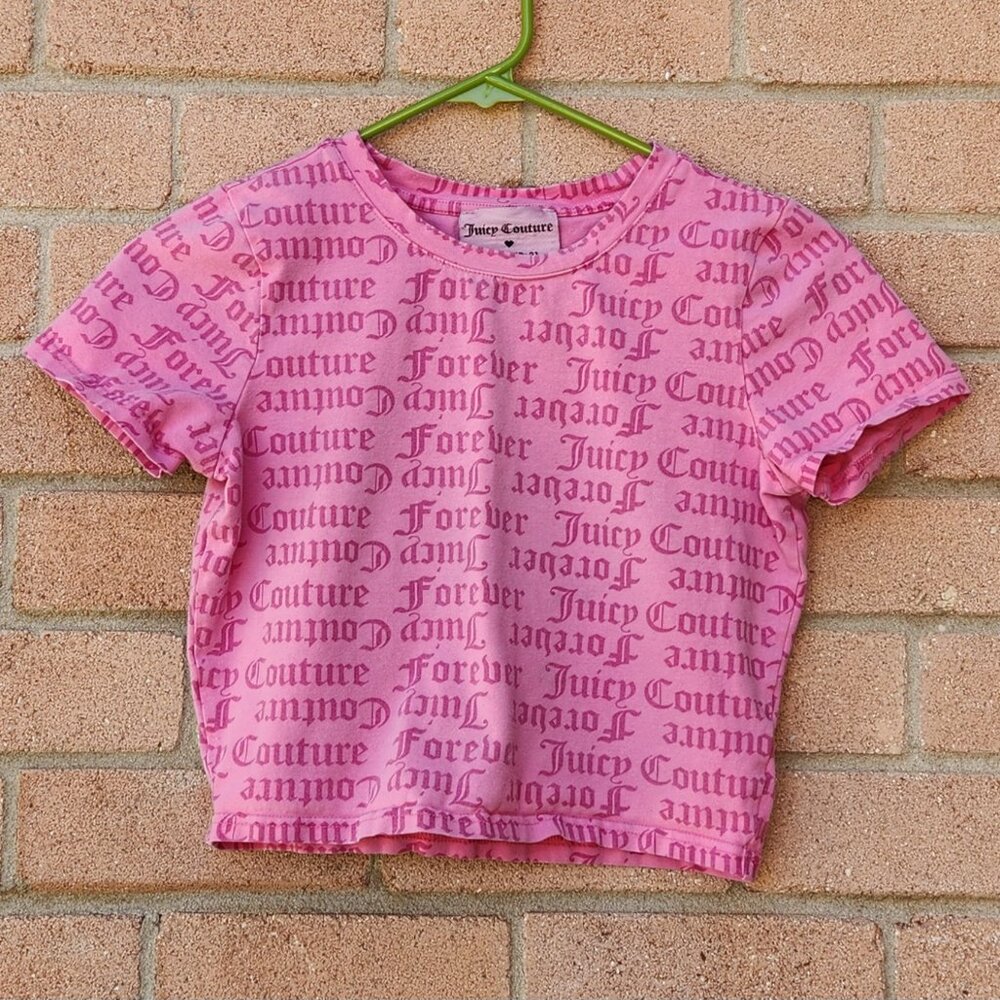 Juicy Couture x Forever 21 Pink Logo Allover Crop Top | Women’s S